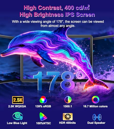 11 inch 2.5K 2560x1600 139% sRGB 1500:1 Portable Touchscreen USB-C HDMI Monitor 400nits for PC, Screen Extender IPS Small HDR Touch Screen Monitor, Mini CNC Display for Laptop PC Xbox PS4/5 - size: 11 inch