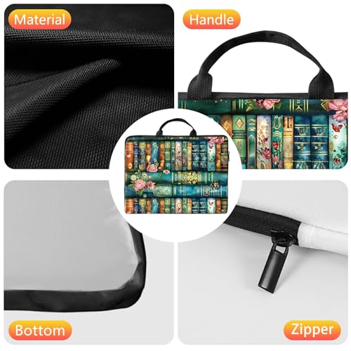 10 inch Laptop Sleeve with Laptop Skin Sticker Set – Slim Protective Case with Smooth Zipper, Lightweight Tablet & Notebook Sleeve for Travel & Daily Carry, Art Bookshelf - color: Art Bookshelf, size: 10 inch