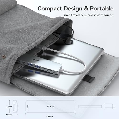 USB C Hub HDMI Adapter for MacBook Pro/Air, MOKiN 7 in 1 USB C Dongle with HDMI - color: Silver