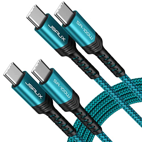 JSAUX 100W USB C to USB C Cable for iPhone 17, USBC Type C Charge Cord 5A Fast Charging Compatible with iPhone 17 Air 16 15 Pro Max Samsung Galaxy S25 S24 MacBook iPad Carplay (2-Pack, 6.6ft) Green - color: Green, size: 6.6FT+6.6FT