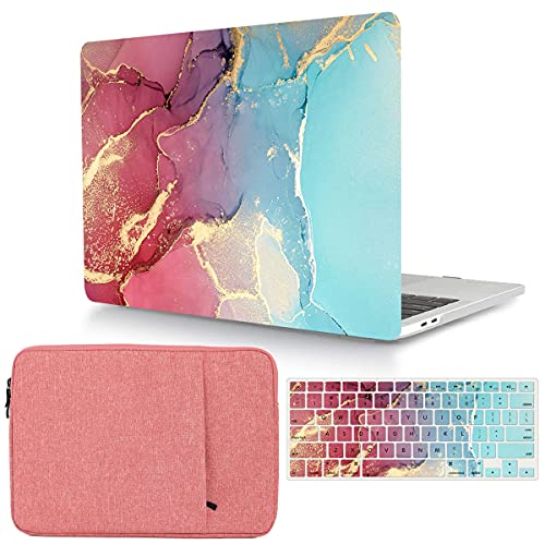 Case Compatible with MacBook Pro 13 inch 2012 2011 2010 2009 2008 Release with CD-ROM, Plastic Hard Shell Cover & Sleeve Bag & Keyboard Cover Skin for MacBook Pro 13 A1278,Colored Marble - color: Colored Marble 1, size: A1278(Pro 13 w/CD-ROM 2008-2012)