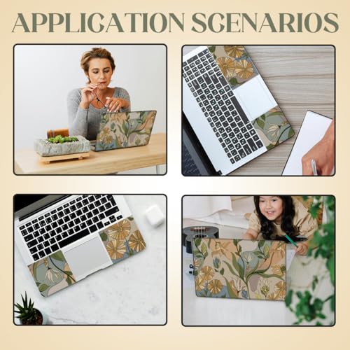SUPERDANT 3Pcs Flowers Laptop Skin Sticker Cover Decal 14.9x10.6in Removable Botanical Laptop Wrap Scratch-Proof Waterproof PVC Vintage Plant Decals for 12-15.6 Notebook - style: Vintage botanicals