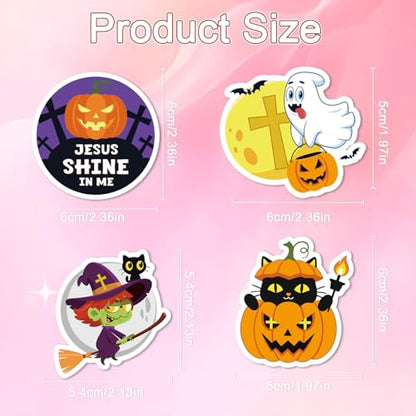 50 Pcs Spooky Halloween Stickers Bible Verse Scrapbook Stickers | Halloween Christian Design, Waterproof Water Bottle Stickers, Ghost Pumpkin Sticker, Vinyl Decals for Luggage Laptop Journal - style: Halloween