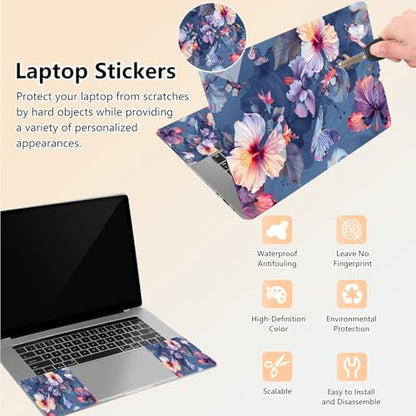 Laptop Skin Sticker Decal 15.6 Inch,12 13 13.3 14 15 15.6 in Laptop Netbook Skins for Notebook,Art Decal Removable Waterproof Scratch Resistant,Universal Vinyl Cover,Blooming Hibiscus - color: Blooming Hibiscus