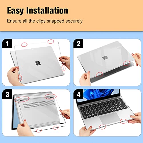 Fintie Case for 12.4 inch Microsoft Surface Laptop Go 3/2/1 2023/2022/2020 | Model: 2013 1943, Snap On Hard Shell Cover, Crystal Clear - color: Crystal Clear