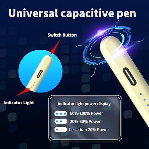 Stylus Pen Android for AMZ Tablet HD 10/Max 11 Compatible with Samsung/Lenovo,Accurate， Push-Button Switch On/Off,Long Battery Life+2Tips(NW Yellow) - color: NW Yellow