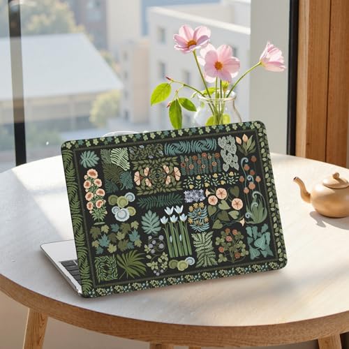 iCasso for MacBook Air 13 inch Case 2020 2019 2018 Release A2337 M1 A2179 A1932, Flower Hard Shell Protective Case for MacBook Air 13.3 inch + Keyboard Cover + Screen Film, Black - color: Black Plant
