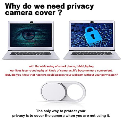 imluckies Metal Webcam Cover Slide, 0.023in Camera Cover for Laptop Computer, MacBook Pro/Air iMac iPad Tablet iPhone 8/7/6 Plus, Echo Show/Spot Web Camera Blocker Protect Your Privacy [2 Pack White] - color: White