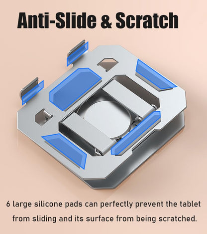 360° Rotating Tablet Desk Holder for All iPad/Tablets | Compatible with all iPad/Tablets - color: Silver