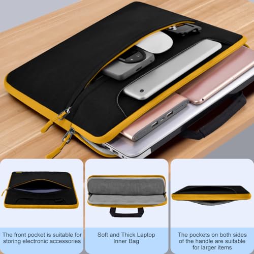 Hseok Laptop Shoulder Bag 15.6-16 inch Case,Water-Resistant Shockproof Computer Handbag with Small Case Compatible with MacBook Pro/Neo 16",Mac Air 15 M5, XPS 15/16 and most 15.6-16 PC,Black-yellow - color: Black-yellow, size: 15.6-16"