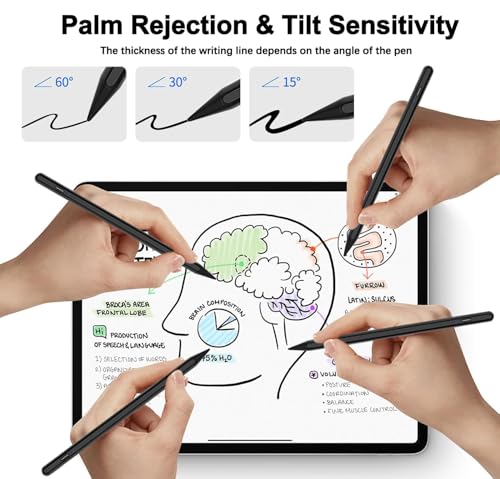 Stylus Pen for iPad 2025-2018 Active Pen 11th & 10th Gen Fast Chagring Stylus Pencil with Palm Rejection for Apple iPad 11th/A16/10/9/8/7/6th,Pro 12.9/11/13 inch M4,Air M2/M3/5/4/3,Mini A16/5th/6th - color: Black