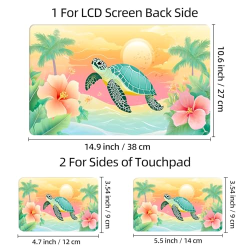 Universal Laptop Skin Sticker Decal, 12"-15.6" Aesthetic Vinyl Wrap, Sea Turtle Beach Sunset Waterproof Notebook Cover Art Protector for MacBook HP Dell Lenovo, Fits 13" 14" 15" 15.6" - color: Sea Turtle Beach Sunset