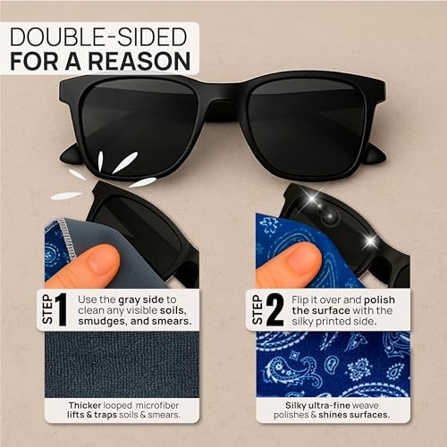Microfiber Wholesale Quick Cloth Glasses Cleaning Cloths 8x8 Paisley Blue | 1-Pack with Case | Double-Sided Lens Cleaner Eyeglasses, Camera, Screens & Glass | Reusable Microfiber Glass Polishing Cloths - color: Blue Paisley, size: 8"x8"