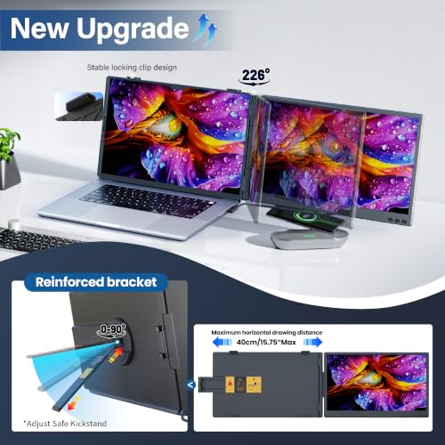 CIDETTY Laptop Screen Extender Monitor Portable, 14" Ultra-Thin Dual Laptop Monitor FHD 1080P IPS, USB-C/HDMI Plug & Play Travel Monitor for 13-17" Laptops, Compatible with Wins/Mac/Chrome/Switch