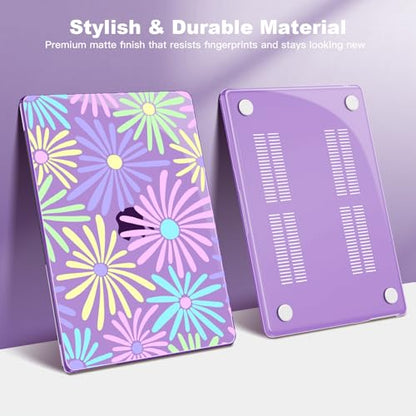 Teryeefi Hard Shell for MacBook Air 13 inch M4 M3 M2 Fit Model A3240/A3113/A2681, Clear Purple Protective Case with Keyboard Cover Trackpad Film for 2022-2025 MacBook Air 13.6, Cute Flowers 133 - color: Cute Flowers 133