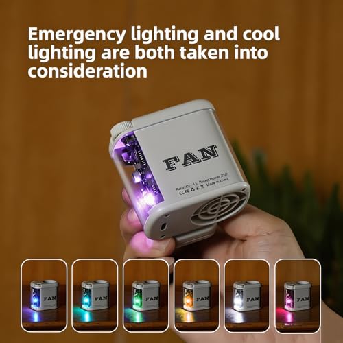 Portable Clip-on Waist Fan, 100-Speed Adjustment, LED Light, USB Rechargeable