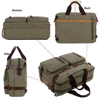 Baosha Convertible Briefcase Backpack 17 Inch Laptop Bag Case Business Briefcase HB-22 - color: Amy Green