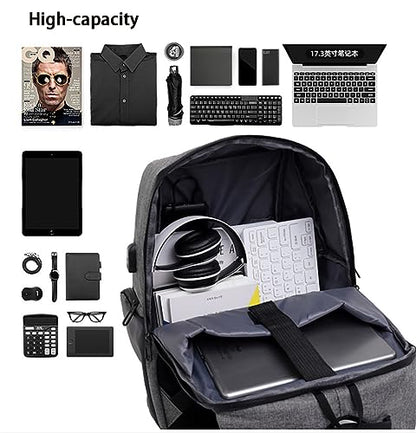 Men's Business Laptop Bag Multifunctional Rechargeable USB Backpack - color: Black