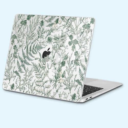 for MacBook Pro 13 inch Case 2022 M2 A2338 2020 Release– Fashionable Lightweight Floral Design Transparent HD Clear Laptop Shell, with TPU Keyboard Cover & OTG Adapters, Green Branches - color: Green branches