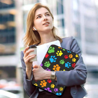 Laptop Sleeve Bag 15.4 15.6 Inch,Colorful Dog Paw Print Protective Polyester Computer Cases Laptop Cover Briefcase Bag Tablet Travel Cover - color: LPS-019