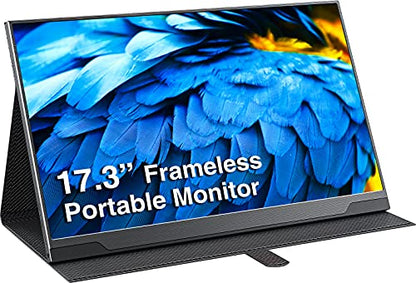 cocopar Portable Monitor 17.3 Inch 1080P FHD 60Hz 100% sRGB Travel Monitor with Speaker HDMI USB-C Second Screen for Laptop MacBook Surface PC Xbox PS4/5, VESA Mountable, with Full Cover Stand - size: 17.3 inch
