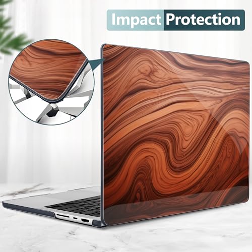 TWOLSKOO Compatible with MacBook Pro 14 inch Case M5 2026 2025-2021 Release M4 M3 M2 M1 Pro/Max Chip, Plastic Hard Shell & Keyboard Cover & USB C to USB Adapter & Screen Film, Wood Grain - color: Wood Grain