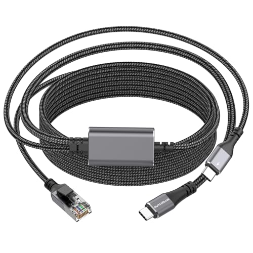 USB C to Ethernet Cable & 100W Charging 6.6FT, USBC PD & Gigabit LAN 2 in 1 | RJ45 to Type-C Nylon Braided Network Cable with USB-C Male PD, 1000Mbps Directly Connected, for MacBook, Windows10/11 - size: 6.6FT, style: RJ45 to USB-C +PD Cable