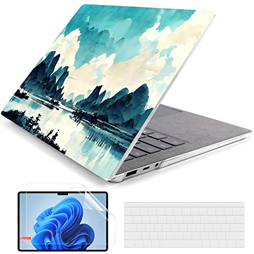 Batianda Case for 13.5" Microsoft Surface Laptop 5 4/3 with Alcantara Palm Rest Model 1950, Designed Protective Plastic Hardshell & Keyboard Cover & Screen Protector, Landscape Painting - color: Landscape painting, size: with Alcantara Palm Rest