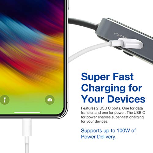 Verbatim 8-in-1 USB C Hub w/Dongle for Laptop - 100W PD, 2 USB 3.0 Ports, 2 USB-C Ports, SD Card Readers, HDMI, 3.5mm Audio
