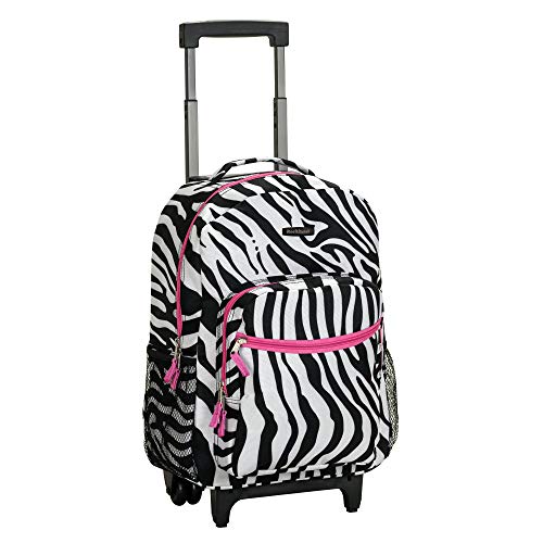 Rockland Double Handle Rolling Backpack, Pink Zebra, 17" - color: PINKZEBRA, size: One Size