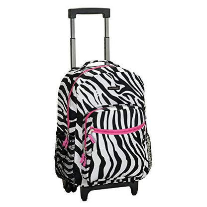 Rockland Double Handle Rolling Backpack, Pink Zebra, 17" - color: PINKZEBRA, size: One Size