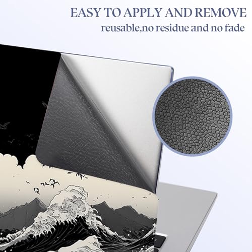 Universal Laptop Skin Sticker Decal,15.6 Inch Laptop Vinyl Cover for 13" 14" 15.6" Laptop,Scratch-Resistant Waterproof Protector Wrap,Reusable with Wrist Pads,Red Sun Great Wave - color: Red Sun Great Wave
