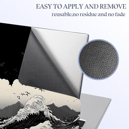 Universal Laptop Skin Sticker Decal,15.6 Inch Laptop Vinyl Cover for 13" 14" 15.6" Laptop,Scratch-Resistant Waterproof Protector Wrap,Reusable with Wrist Pads,Red Sun Great Wave - color: Red Sun Great Wave