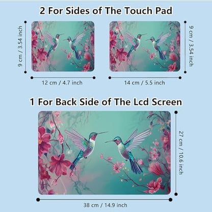 Universal Laptop Skin Sticker with 2 Wrist Pad Skins, Waterproof Scratch Resistant Vinyl Laptop Cover Decal, Cut to Fit for 11–15.6 Inch MacBook HP Dell Lenovo, Hummingbirds Pink Flowers - color: Hummingbirds Pink Flowers