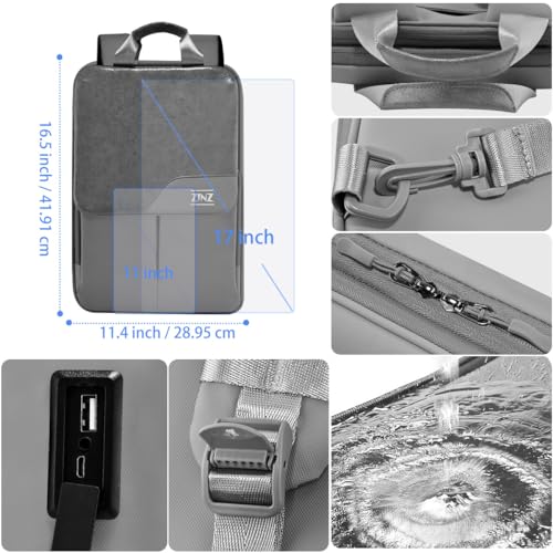 Slim & Expandable Laptop Backpack 15.6 16 17 inch Travel Business Backpack Water-Resistant Daypack for Men and Women，Grey - color: G01y01