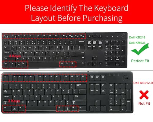 Keyboard Cover for Dell KB216 Wired Keyboard & Dell KM636 Wireless/Dell Optiplex 5250 3050 3240 5460 7450 7050/Dell Inspiron AIO 3475/3670/3477 All-in one Desktop Keyboard Protective Skin, Ombre Pink - color: Ombre Pink