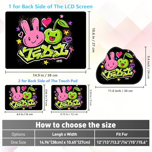 Laptop Skin Sticker Decal 15-15.6 Inch with Cute Mouse Pad, Universal Reusable Vinyl Sticker for 12.1 13 13.3 14 15.4 Inch Netbook and Notebook PC, Kawaii Graffiti - color: Kawaii Graffiti