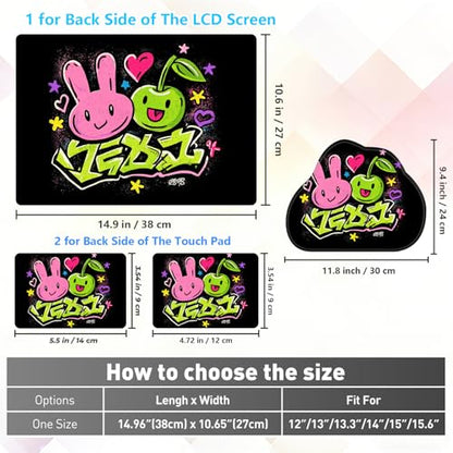 Laptop Skin Sticker Decal 15-15.6 Inch with Cute Mouse Pad, Universal Reusable Vinyl Sticker for 12.1 13 13.3 14 15.4 Inch Netbook and Notebook PC, Kawaii Graffiti - color: Kawaii Graffiti