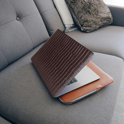Crocodile Logo Cutout Case for MacBook Air 15 inch 2026-2023 M5 M4 M3 M2 | Model A3448 A3241 A3114 A2941 Crocodile Alligator Skin Luxury Texture Leather Hard Shell Mac Air 15 Case+Keyboard Cover,Brown - color: # Crocodile Skin Brown