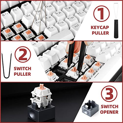 RUNJRX Keyboard Lube Kit with Switch Opener,Tweezers,Keycap Puller,Switch Puller,4-Claw Grabber,Switch Lube Brush for Custom Keyboard, Keyboard Lube Tools - style: Lube Kit-F