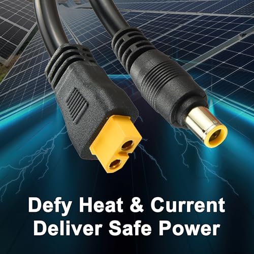 XT60 to DC 8mm Charging Cable 5FT,14AWG XT60 Female to DC7909 Male with DC5525 Adapter Solar Panel Cable Compatible for RC Cars Portable Power Station Solar Generator and Solar Panel