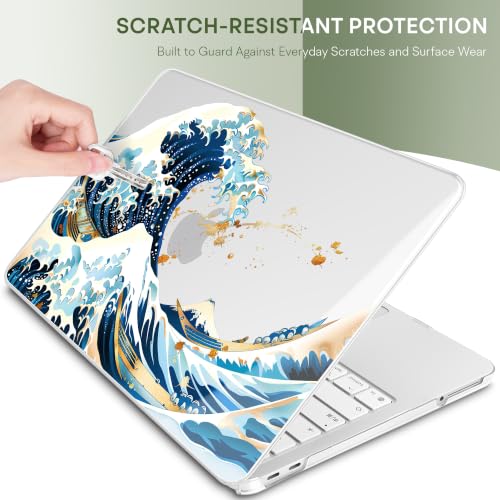 Compatible with MacBook Neo 13 inch (2026 Release A3404) (A18 Pro) with Liquid Retina Display, Printed Slim Protective Case with Screen Protector & Keybaord Cover, Blue Wave - color: Blue Wave