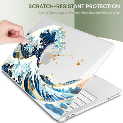 Compatible with MacBook Neo 13 inch (2026 Release A3404) (A18 Pro) with Liquid Retina Display, Printed Slim Protective Case with Screen Protector & Keybaord Cover, Blue Wave - color: Blue Wave