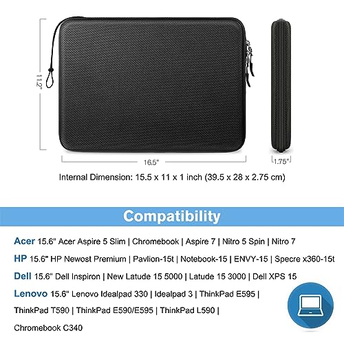 FINPAC Hard Laptop Sleeve Case for 15.6 inch Chromebook Waterproof Black | Shockproof Computer Case Compatible with HP Dell Razer Samsung Laptop Chromebook - color: Black, size: 15.6-inch Laptop/Chromebook