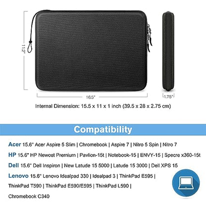 FINPAC Hard Laptop Sleeve Case for 15.6 inch Chromebook Waterproof Black | Shockproof Computer Case Compatible with HP Dell Razer Samsung Laptop Chromebook - color: Black, size: 15.6-inch Laptop/Chromebook