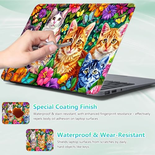Laptop Skin Sticker Decal 12"-15.6" Universal Laptop/Notebook/Netbook Vinyl - Waterproof Scratch Resistant,Fits HP Dell Lenovo MacBook,2 Free Wrist Pads,Easy Apply & Remove,Colorful Cat - color: Colorful Cat