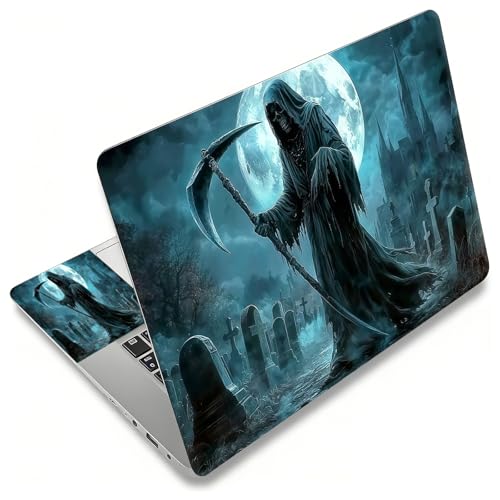 Laptop Skin Sticker Decal, Universal Reusable Vinyl Laptop Cover for 12" 13" 13.3" 14" 15" 15.4" 15.6" Notebook PC, Waterproof Scratch-Resistant with 2 Wrist Pads, Easy to Apply & Remove,Grim Reaper - color: Grim Reaper