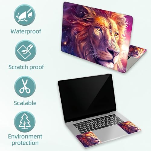 Universal Laptop Skin Decal, 3-Piece Vinyl Protector for 12 13 14 15.6" Notebook, Waterproof Anti-Scratch, Easy Trim & Bubble-Free Finish, Beautiful Lion - color: Beautiful Lion