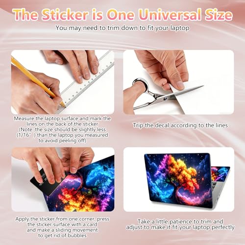 Laptop Skin Sticker Decal 12" 13" 13.3" 14" 15" 15.6",Waterproof Scratch Resistant Vinyl,Reusable Easy to Apply,for MacBook HP Dell Notebooks Netbooks Laptop,2 Wrist Pads,Colorful Tree - color: Colorful Tree