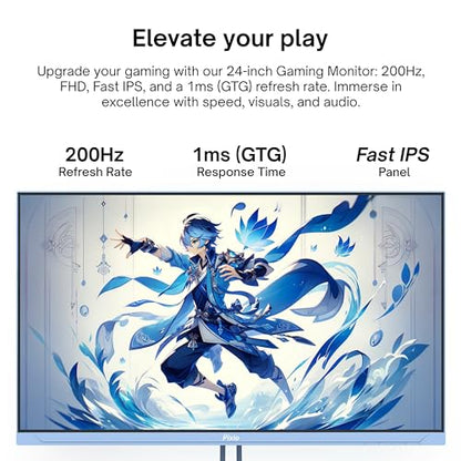Pixio PX248 Wave Blue 24 inch 200Hz Refresh Rate FHD 1080p Resolution Fast IPS Panel 1ms GTG Response Time Built-in Speakers Gaming Monitor with Adaptive Sync - color: Blue